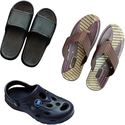 BLIBBERS Men Slippers(Black, Brown, Blue , 6)