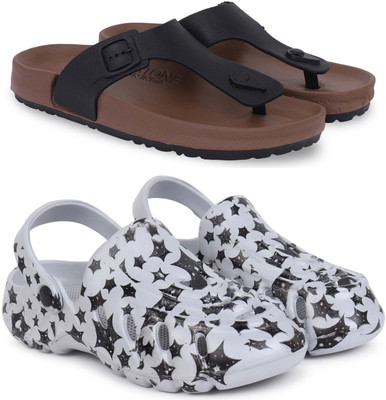 KAPYANSH Men Slippers(Brown, Grey , 9)