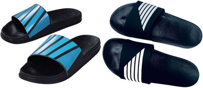 nvisan Men Slides(Blue, White, Black , 10)