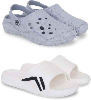 Pampy Angel Men Clogs(Grey, White , 10)