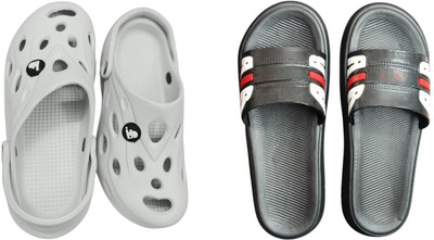 BLIBBERS Men Slides(Black, Grey , 6)