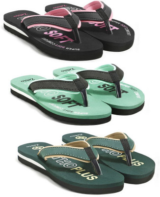 zebio Women Womens Soft Ortho Slippers | Daily Use Anti-Skid Ladies Flip Flops Slippers(Black, Pink, Green, Black, Green, Yellow , 5)