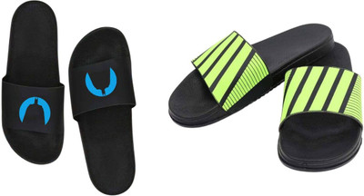 nvisan Men Slides(Green, Blue , 6)