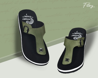fitory Men Flip Flops(Green , 9)