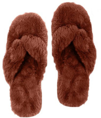 Sale YUG Women Flip Flops(Brown , 6)