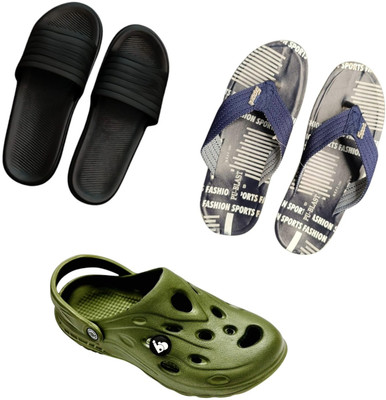 BLIBBERS Men Slippers(Black, Blue, Green , 9)