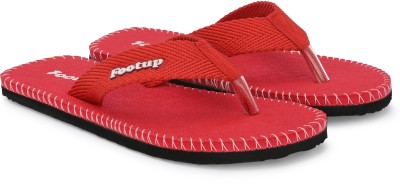 Footup Men Flip Flops(Red , 7)