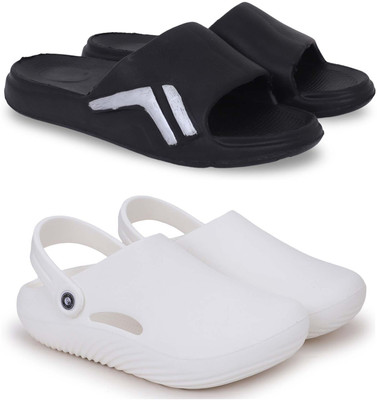 Pampy Angel Men Slippers(Black, White , 7)
