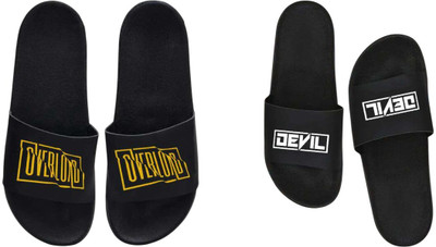 nvisan Men Slides(White, Yellow, Black , 9)