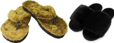 rexizone Women Slides(Green, Black , 7)