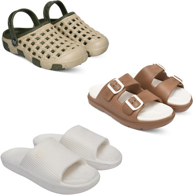 Acorn Men Slides(Beige, Tan, White , 9)