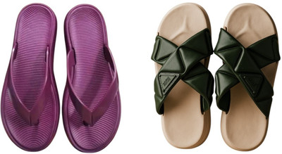 Shivaru trader Women Slippers(Olive, Purple , 7)