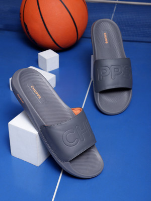 Chupps Men Pure Dark Grey Slides Slippers Soft Lightweight Flip Flops For Slides(Grey , 8)
