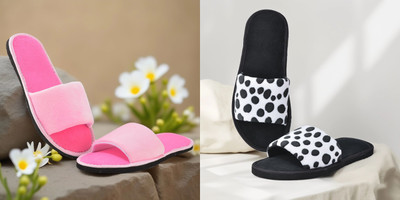 Y key Women Flip Flops(Black, Pink , 6)