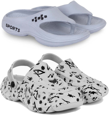 Kapani Fashion Men Slippers(Grey, Grey , 9)