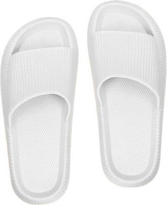 fooinQ Men Ultra Soft Cushion Footbed Lightweight Slides for Men, Super Comfortable Flip Flops(White , 8)