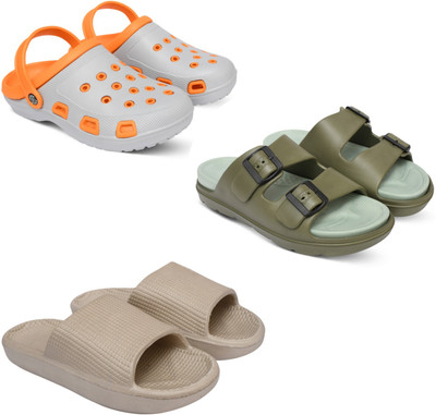 Acorn Men Slides(Orange, Olive, Beige , 8)