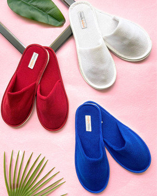 TRAVELKHUSHI Men combo Slipper For Home's Flip Flops Massage Fashion soft Slides pack Slippers(Blue, Maroon , 9 UK/India)