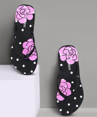 Bizwiz Women Slippers(Purple, Black , 6)