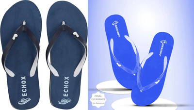 DASHNY Women Flip Flops(Blue, Navy , 8)