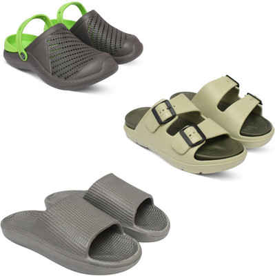 Acorn Men Slides(Green, Beige, Grey , 10)
