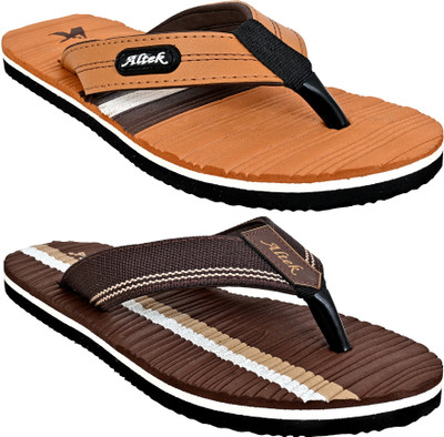 Altek Men Flip Flops(Tan, Brown , 7)