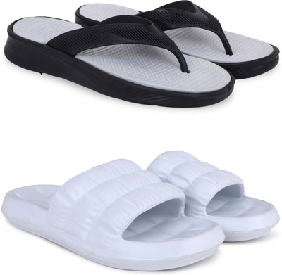Kapani Fashion Men Slippers(Grey, White, Black , 10)