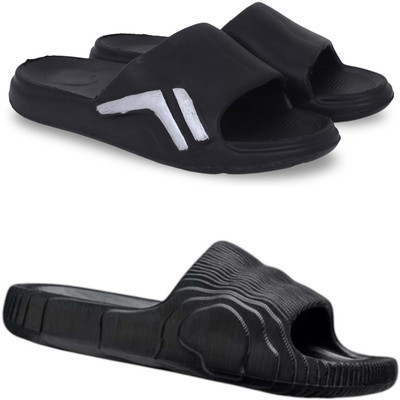 KAPYANSH Men Slippers(Black, Black , 8)