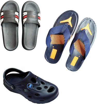 BLIBBERS Men Slippers(Black, Blue, Blue , 9)