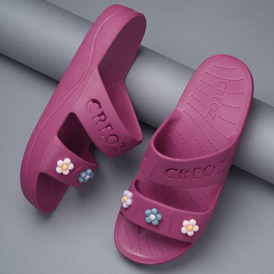 Free Kicks Women Slides(Pink , 8)
