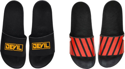 nvisan Men Slides(Red, Orange, Black , 8)