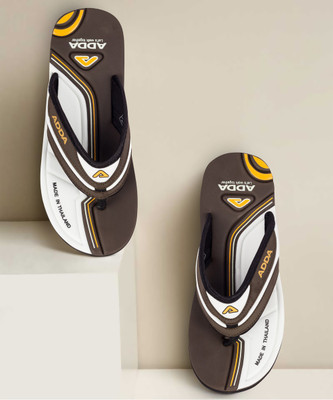 Adda Men Omega-02 Flip Flops(Khaki, White , 8 UK/India)