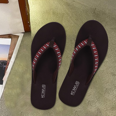 kOWUS Women Slippers(Brown , 7)