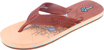 BAHAMAS Men Flip Flops(Brown, Beige , 6)