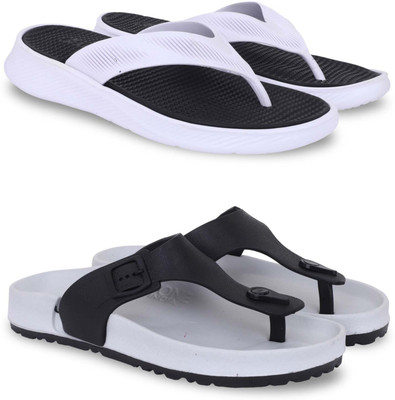 KAPYANSH Men Slippers(Black, Grey , 8)