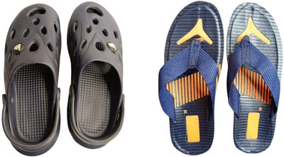 BLIBBERS Men Slippers(Black, Blue , 7)