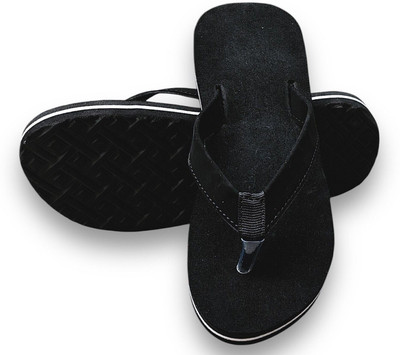 PRIVIKA Women Flip Flops(Black , 8)
