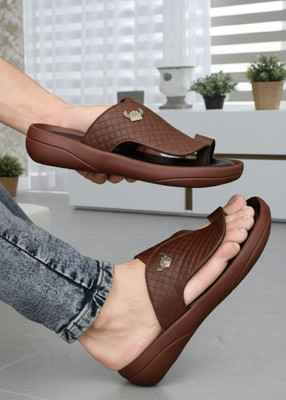 Real Bliss Men Eva Doctor chappal Daily use Leather office Partywear NonSlip Lightweight Slippers(Brown , 6)