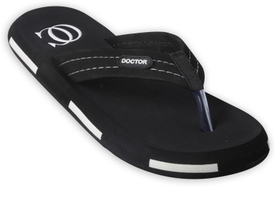 house of common Men Flip Flops(Black , 7)