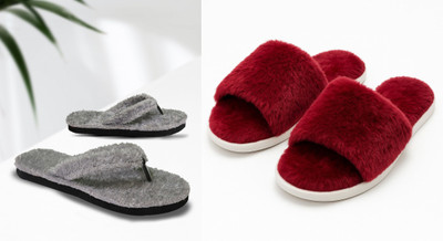 rexizone Women Flip Flops(Maroon, Grey , 3)