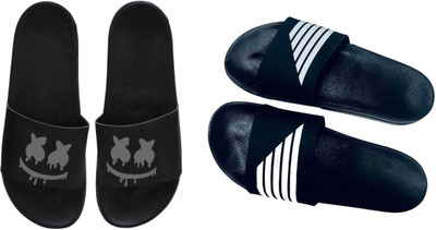 nvisan Men Slides(White, Grey , 9)