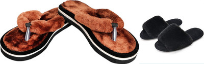 rexizone Women Slides(Brown, Black , 7)