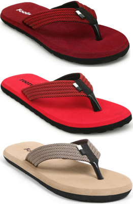 Footup Men Slippers(Maroon, Red, Beige , 7)