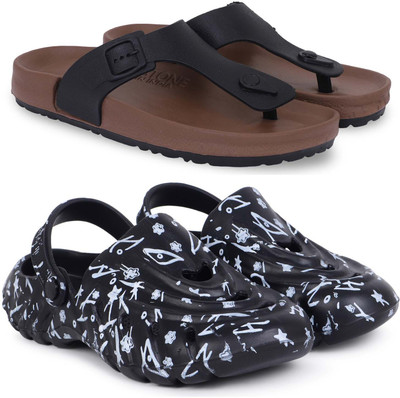 Pampy Angel Men Slippers(Brown, Black , 8)