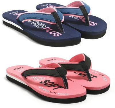 zebio Women Slippers(Pink, Blue , 7)