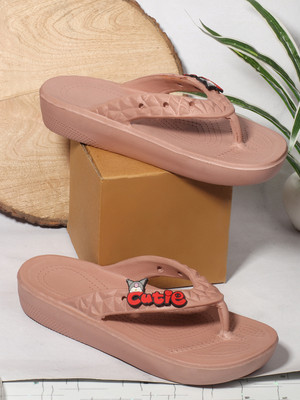 Zapatoz Women Flip Flops(Pink , 7)