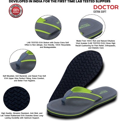 DOCTOR EXTRA SOFT Women House Slipper for Women's | Pregnancy | Ultra softy | Memory Foam Cushion D-04 Flip Flops(Grey, Green 3)