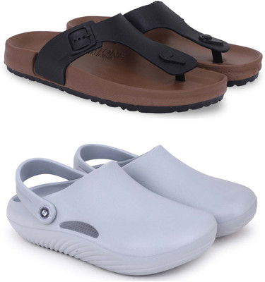 KAPYANSH Men Slippers(Brown, Grey , 8)