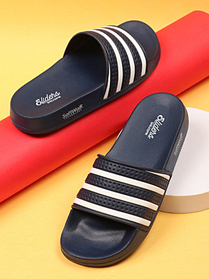 WELCOME Men Lightweight with Arch Support Durable Anti-Skid & Stylish Dailywear| Slides(Navy , 7)