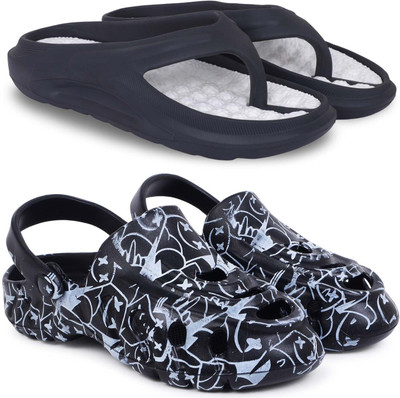 Kapani Fashion Men Slippers(Black, Black , 8)